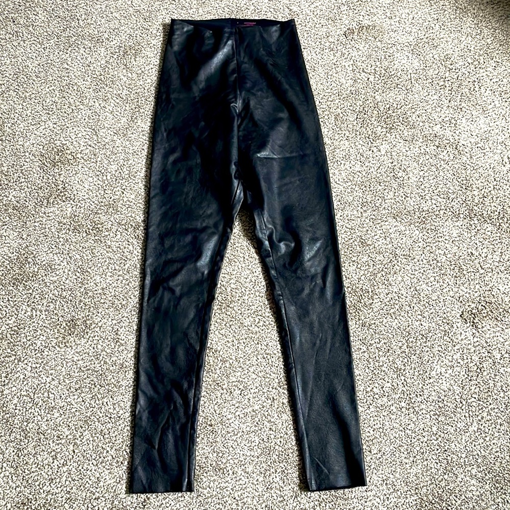Commando Women Faux Leather Pull-on Pants Leggings Straight Leg Small Black Slim